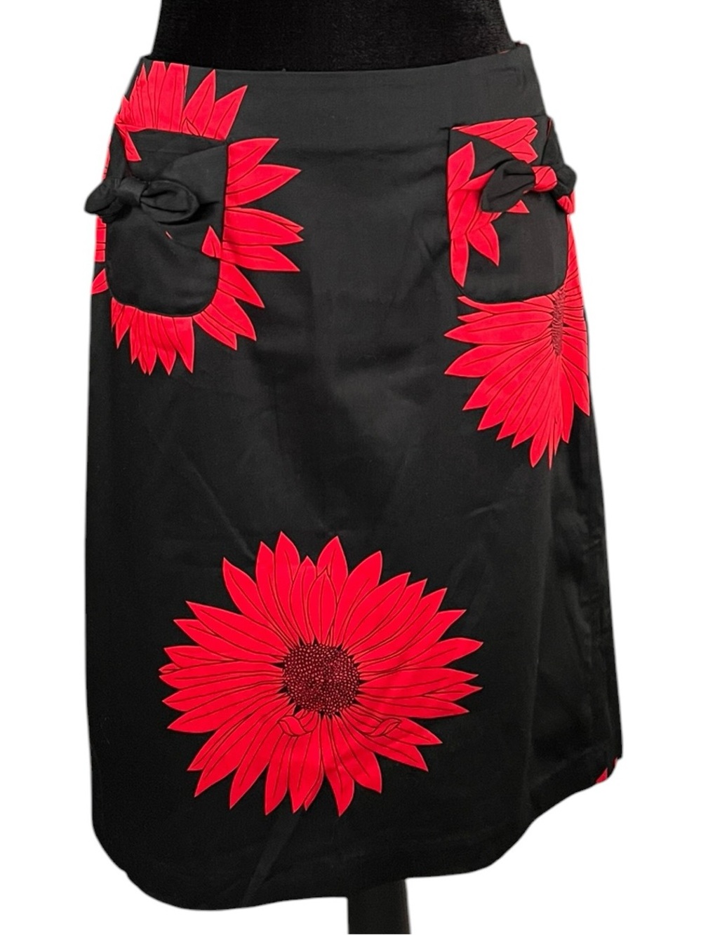Grace Dane Lewis Workshop Black Red Floral Pencil Skirt Size 4